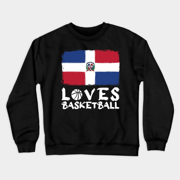 Dominican Republic Loves Basketball Crewneck Sweatshirt by Arestration